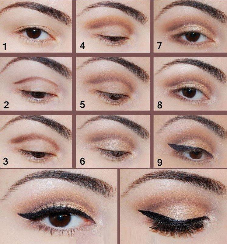 Maquillage pour les yeux marrons avec une paupière tombante