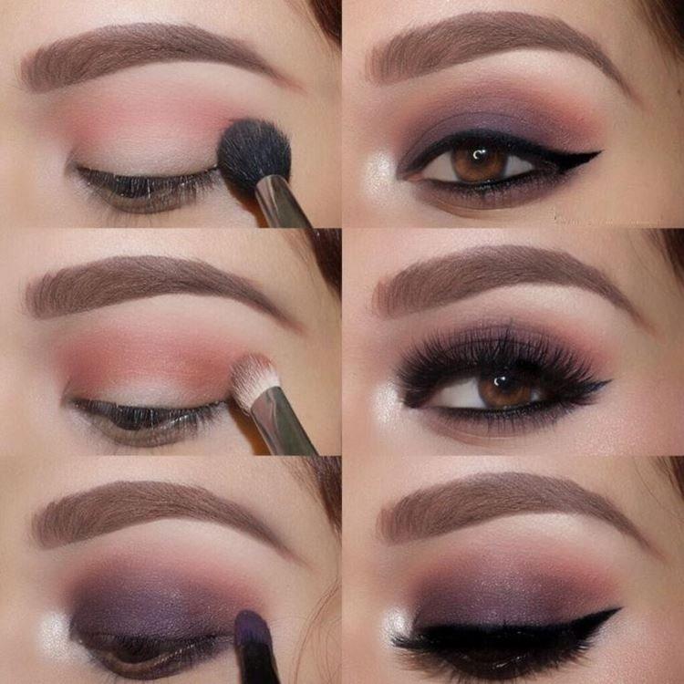 Maquillage pour les yeux marrons - photos étape par étape