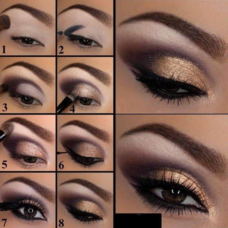 Maquillage pour les yeux marrons - photos étape par étape