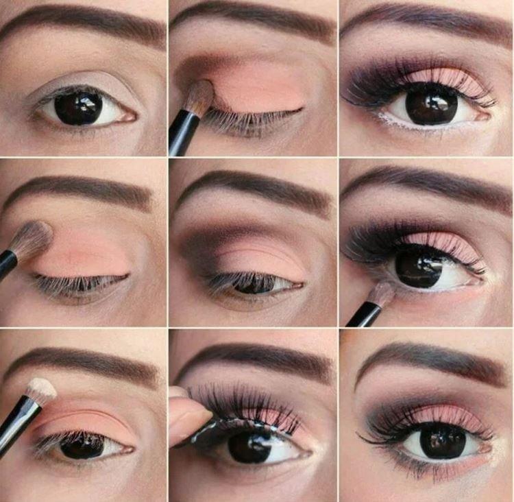 Maquillage pour les yeux marrons - photos étape par étape