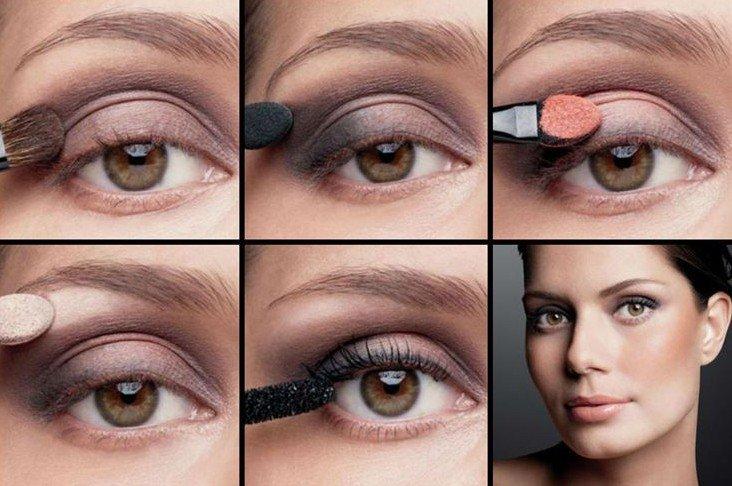 Maquillage pour les yeux marrons - photos étape par étape