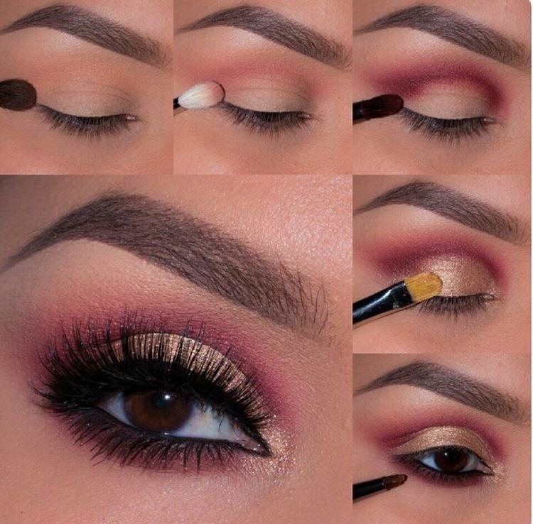 Maquillage pour les yeux marrons - photos étape par étape