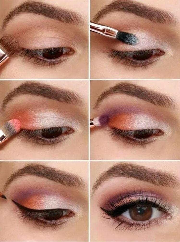 Maquillage pour les yeux marrons - photos étape par étape