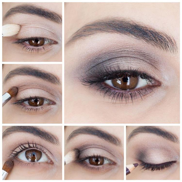 Maquillage pour les yeux marrons - photos étape par étape