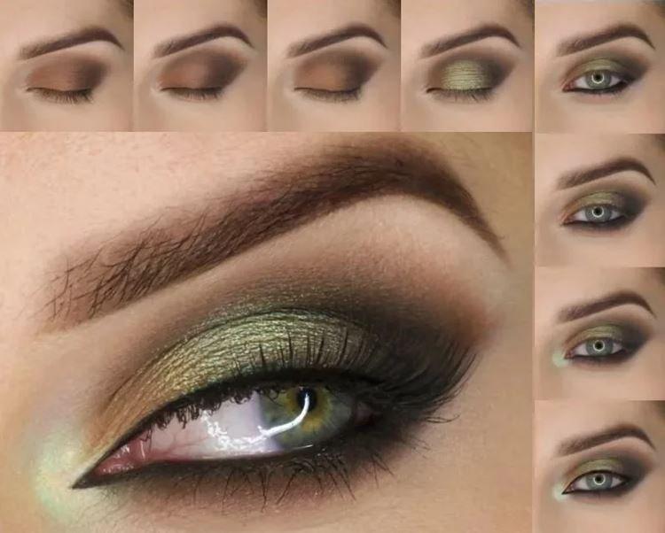 Maquillage pour les yeux verts - photos étape par étape