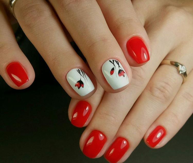 Manucure rouge pour ongles courts 2020