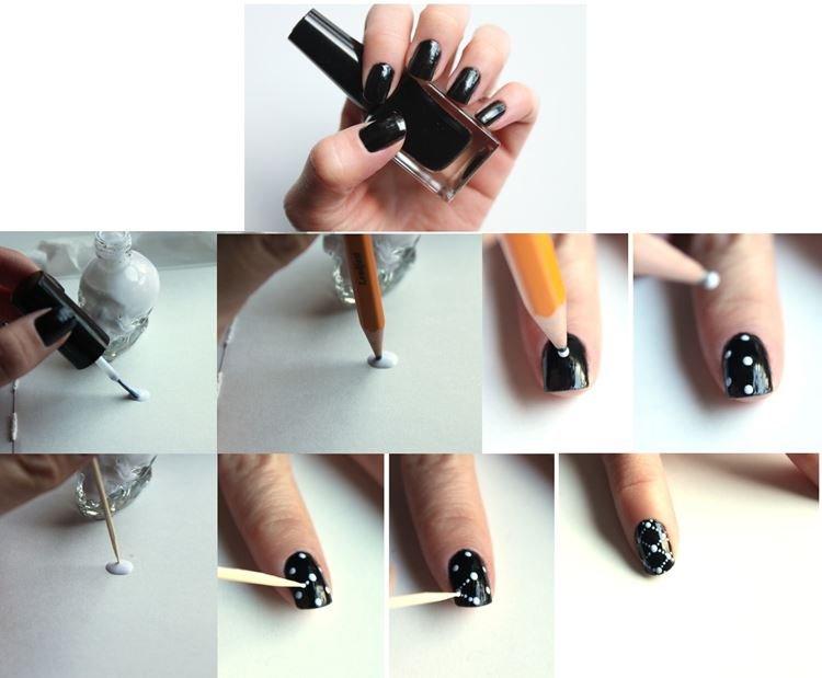 Manucure foncée pour ongles courts