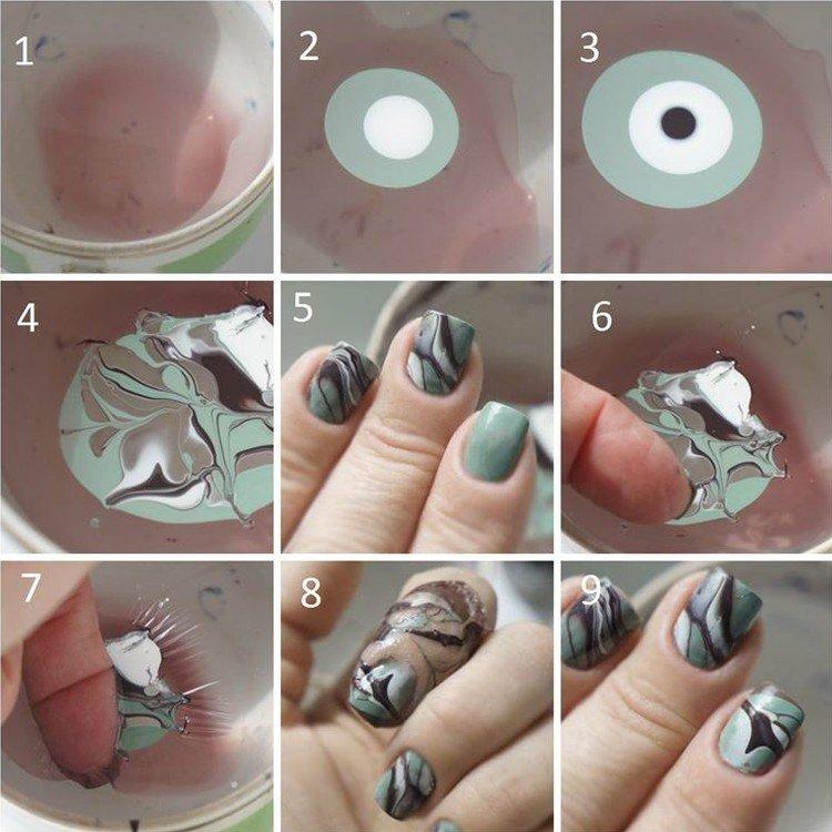 Manucure foncée pour ongles courts