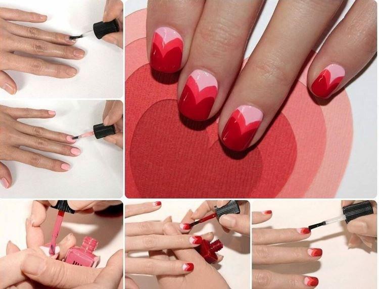 Manucure rouge pour ongles courts