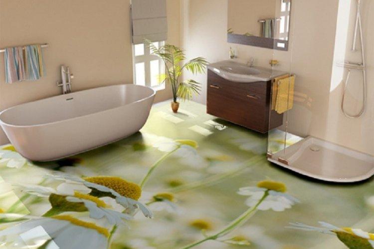 Sols 3D autonivelants dans la salle de bain - photo