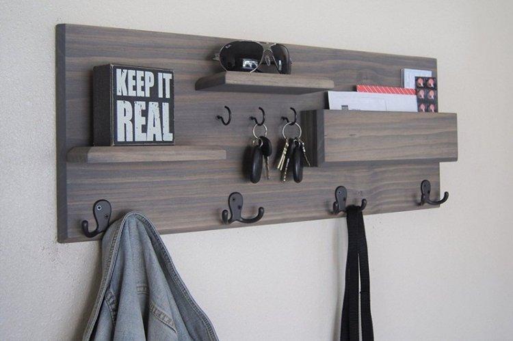 Porte-clés avec étagère - Porte-clés mural bricolage pour le couloir