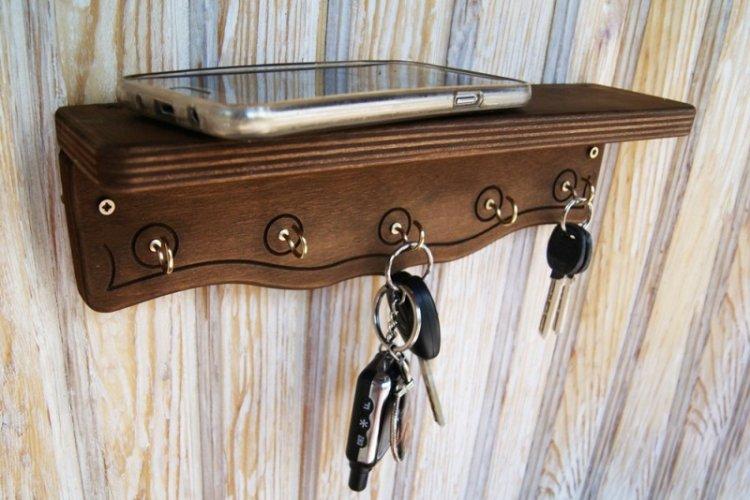 Porte-clés avec étagère - Porte-clés mural bricolage pour le couloir