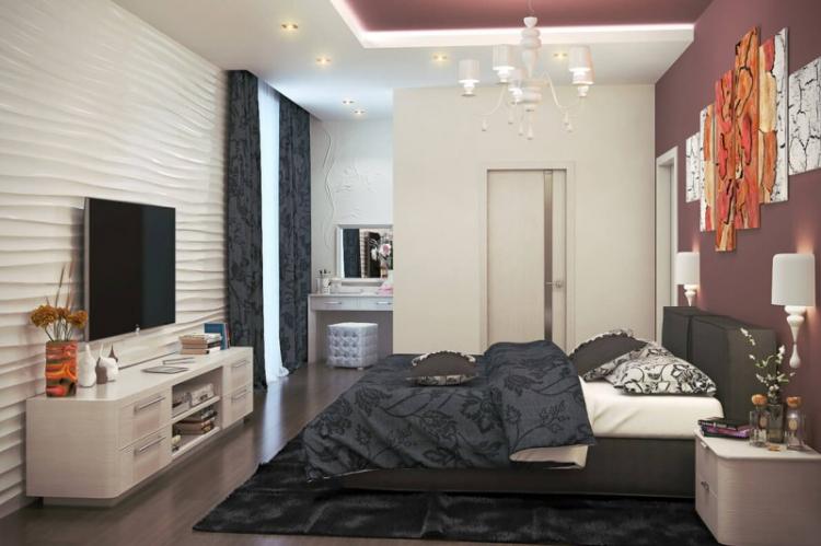 Plafond tendu dans la chambre - photo