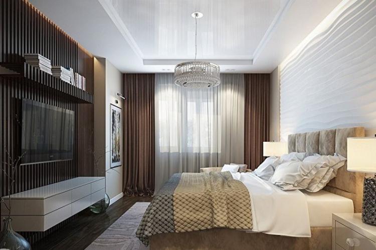 Plafond tendu dans la chambre - photo