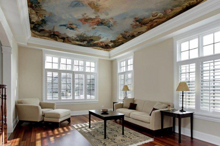 Plafonds tendus avec impression photo dans le hall (salon)