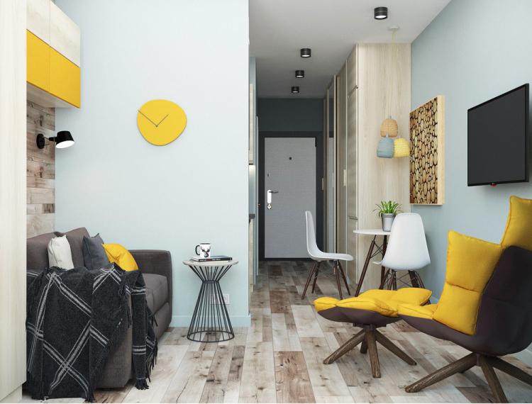 Bleu céleste : Appartement 27 m² - Design d'intérieur