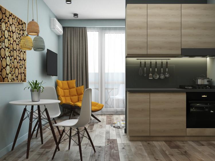 Bleu céleste : Appartement 27 m² - Design d'intérieur