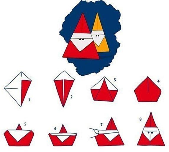 Origami Santa Claus - Artisanat en papier du Nouvel An pour les enfants