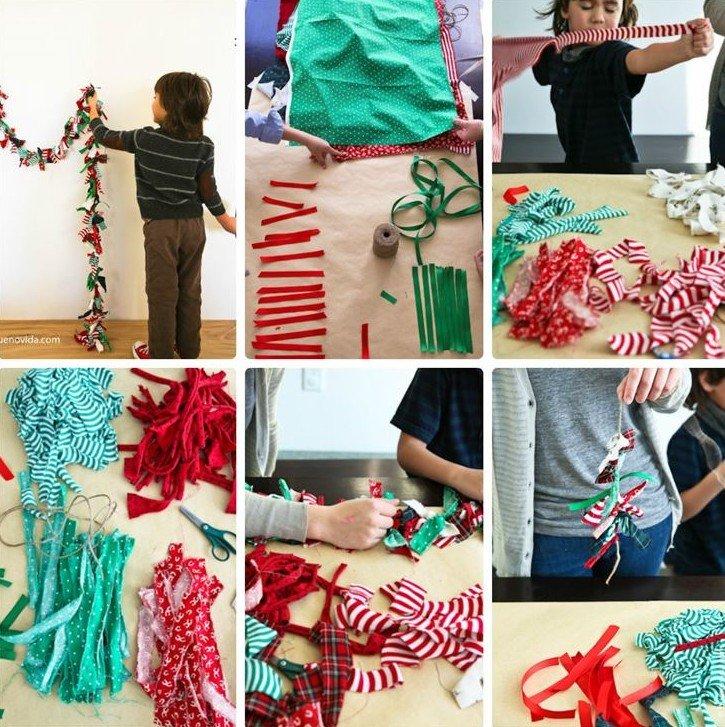 Guirlande de noeuds - Bricolage artisanat de Noël à la maternelle