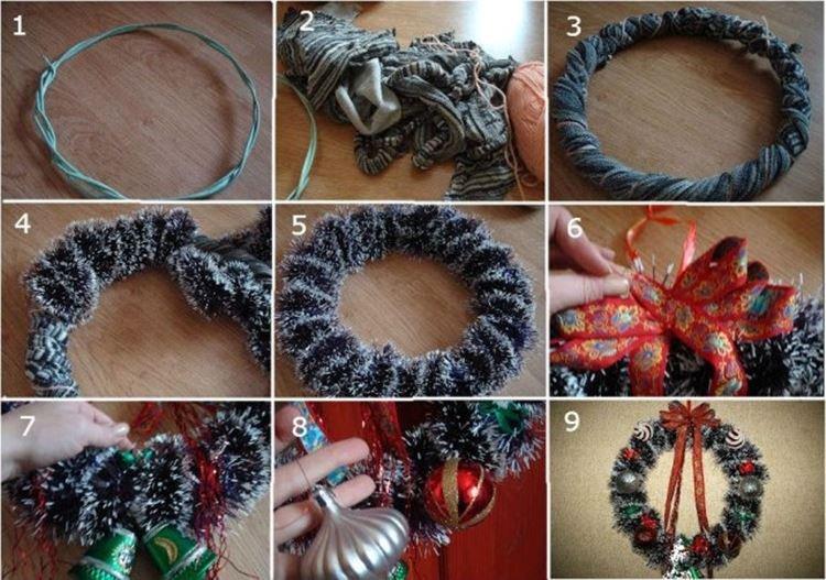 Couronne de Noël bricolage de pluie et jouets