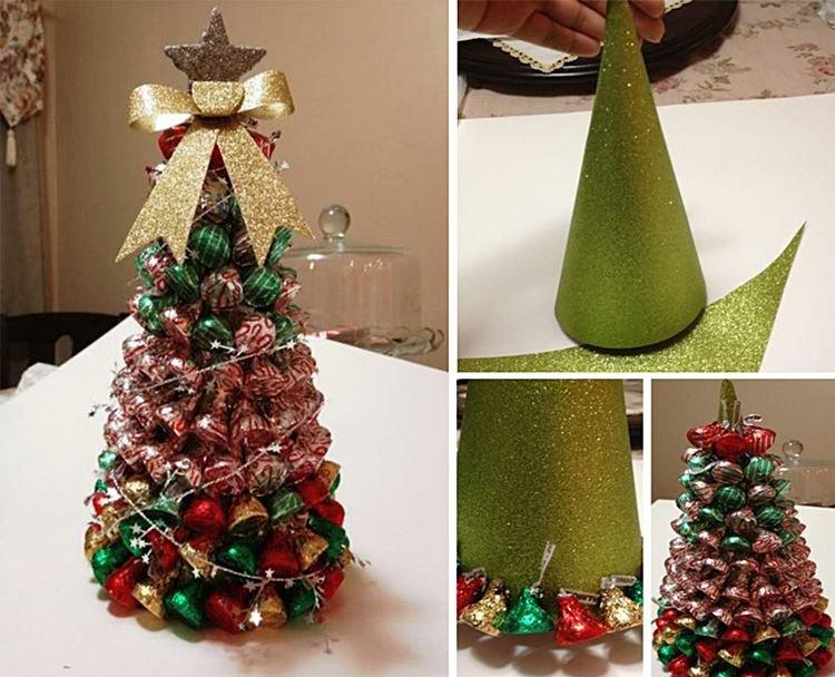 Sapin de Noël DIY fait de bonbons