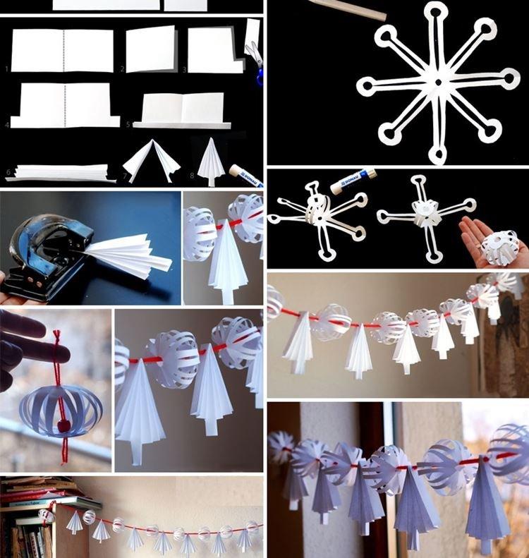 DIY guirlande de Noël en papier blanc