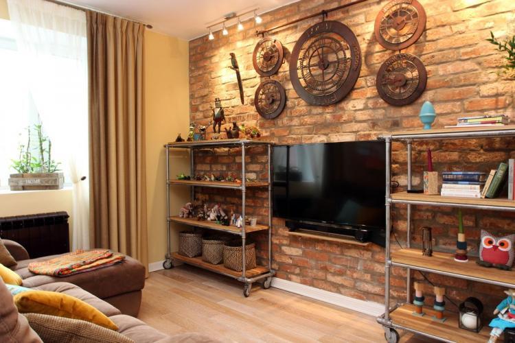 Salon - Papier peint pour la maçonnerie à l'intérieur