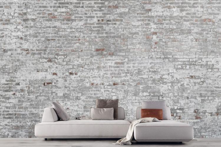 Papier peint brique grise