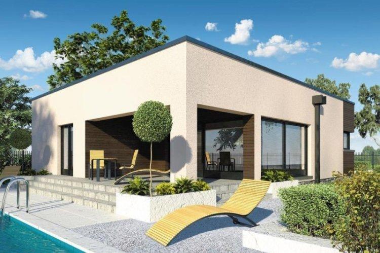 Maison à un étage avec toit plat - projets et photos