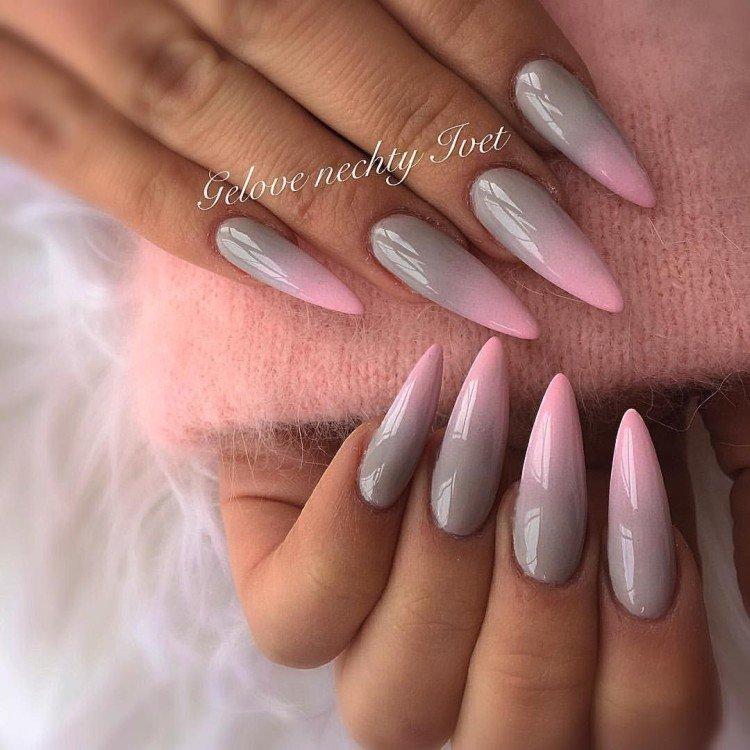 Ombre sur les ongles longs - photo