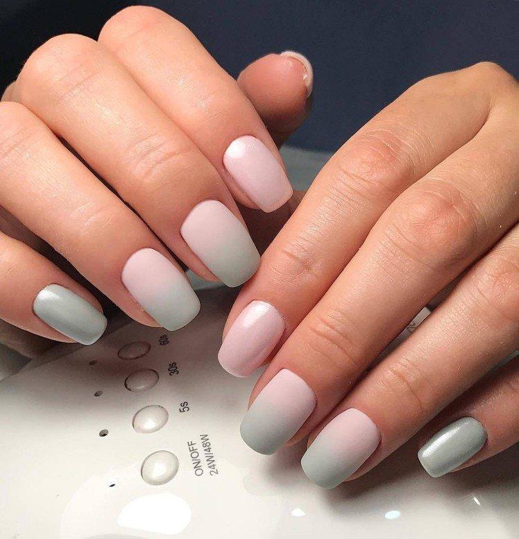 Ombre sur les ongles courts - photo