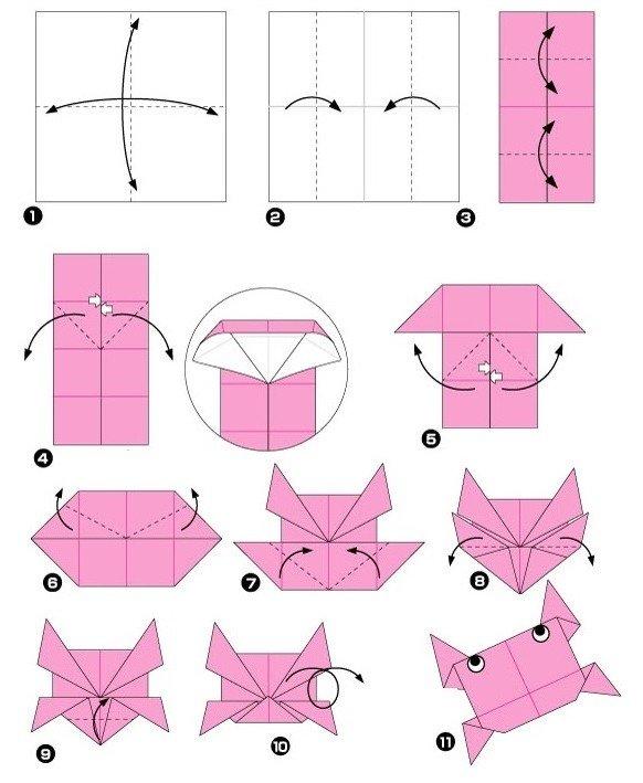 Crabe - diagrammes d'origami en papier pour enfants