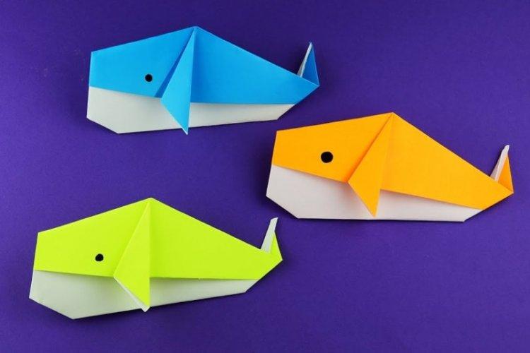 Baleine en papier - diagrammes en origami pour les débutants