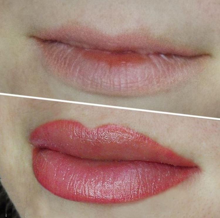 Maquillage permanent des lèvres - photos avant et après