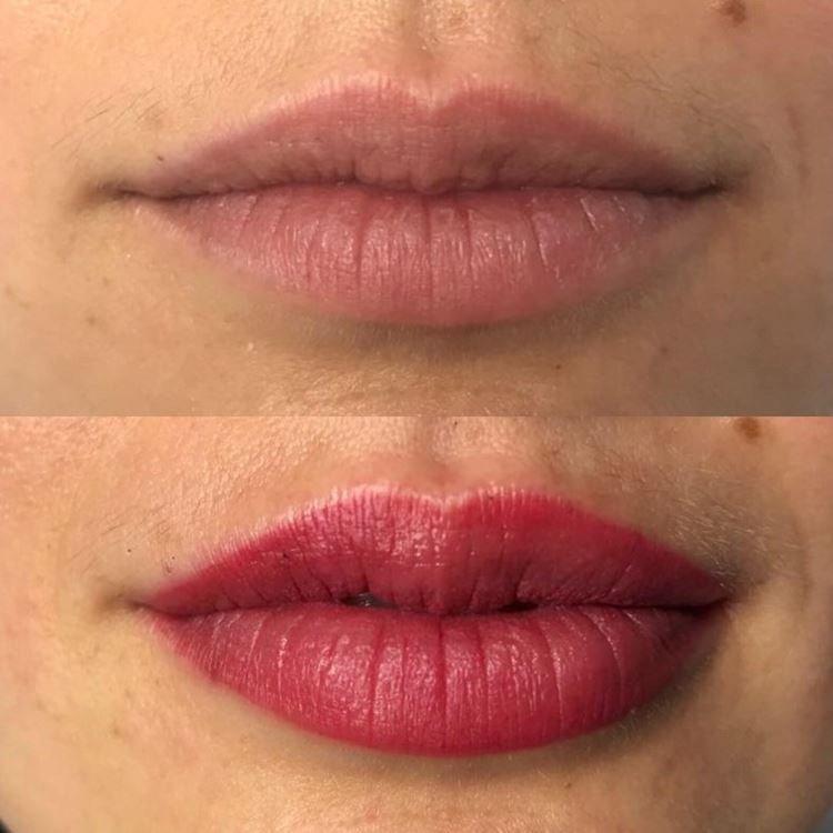 Maquillage permanent des lèvres - photos avant et après