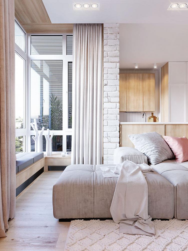 Rose & Blanc : Appartement de style scandinave - design d'intérieur