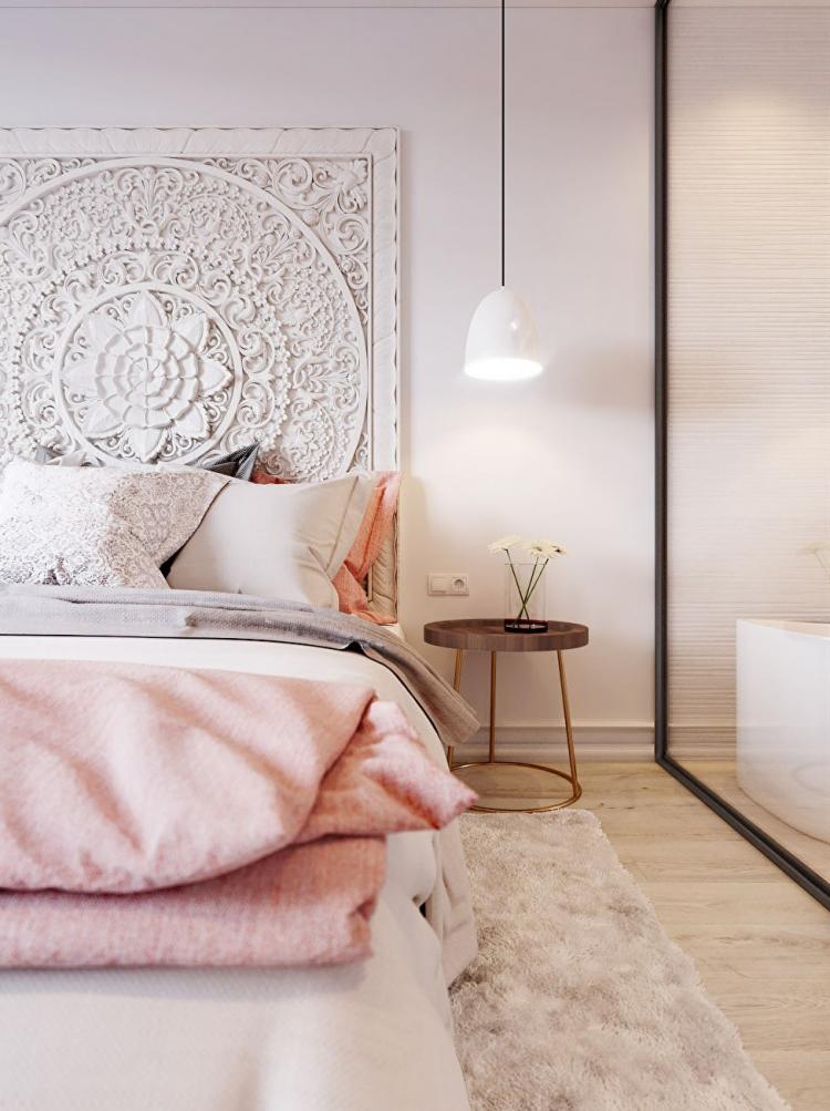 Rose & Blanc : Appartement de style scandinave - design d'intérieur