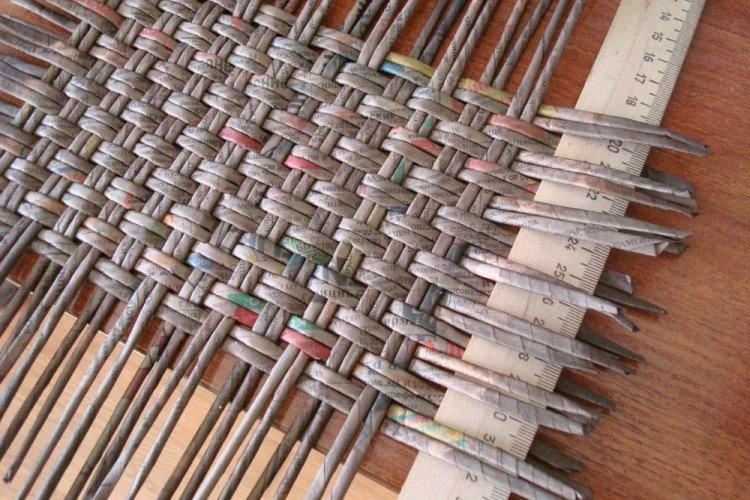 Fond rectangulaire - Tissage à partir de tubes de journaux pour débutants