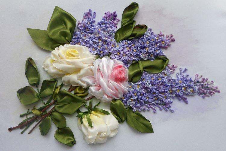 Broderie au ruban - Cadeau d'anniversaire DIY pour grand-mère