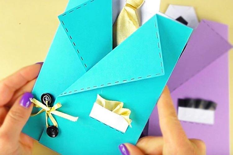 Chemise carte postale - Cadeau d'anniversaire DIY pour papa