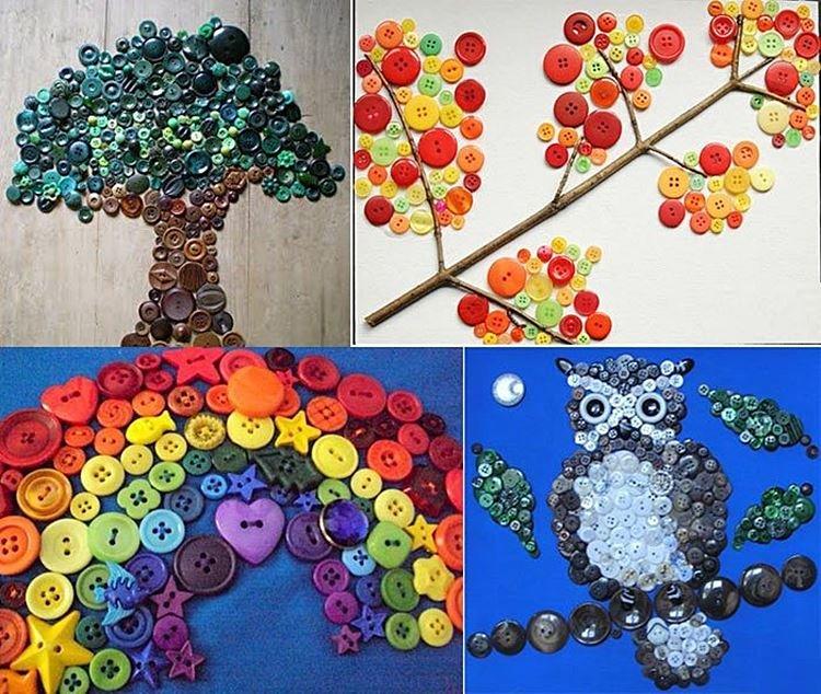Mosaïque de boutons - Bricolages pour les enfants de 5-6 ans