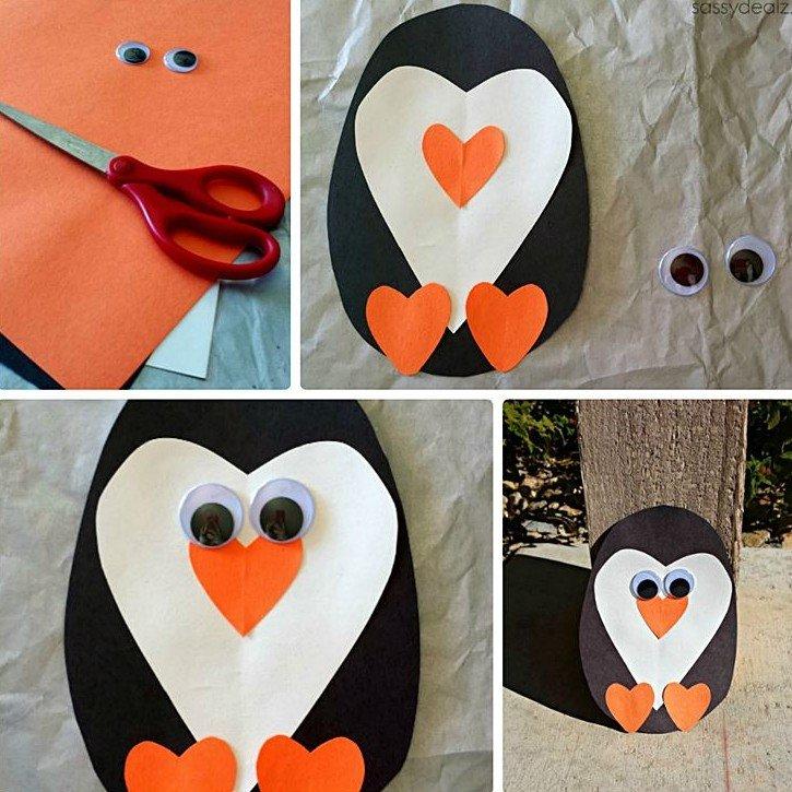 Pingouin aux grands yeux - Artisanat en papier coloré pour enfants