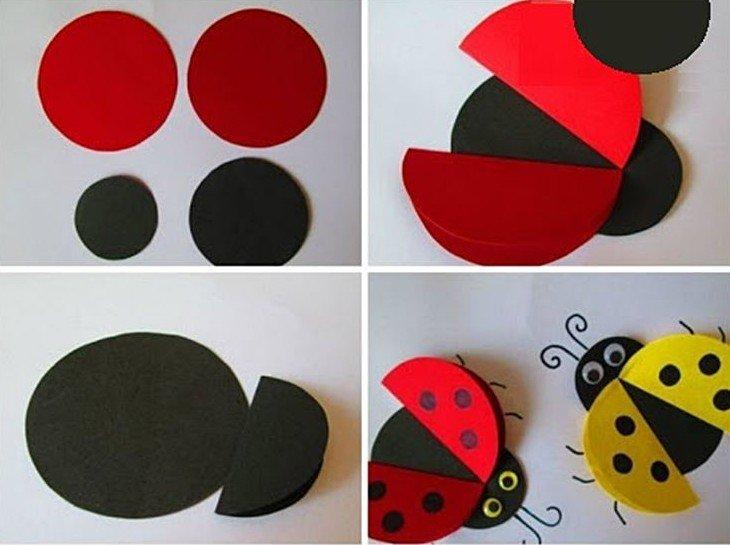 Coccinelle - Artisanat en papier coloré pour enfants