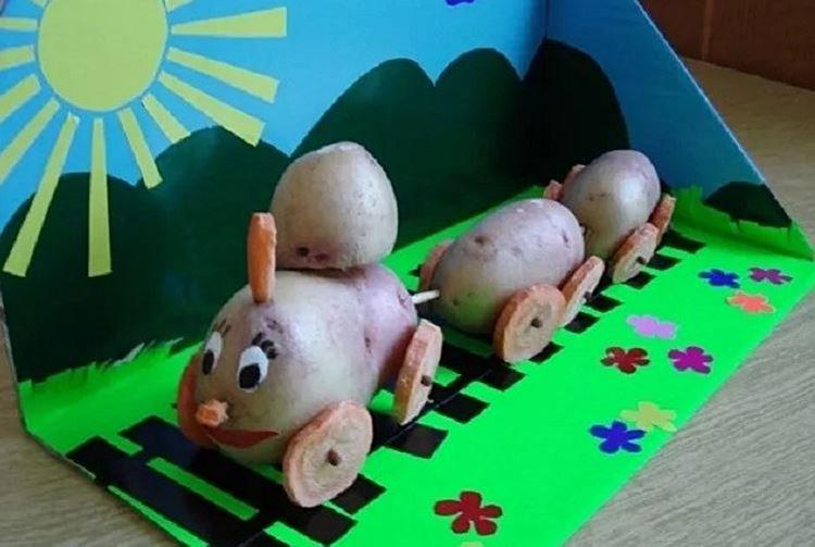 Locomotive à vapeur de pommes de terre - Artisanat de légumes pour la maternelle