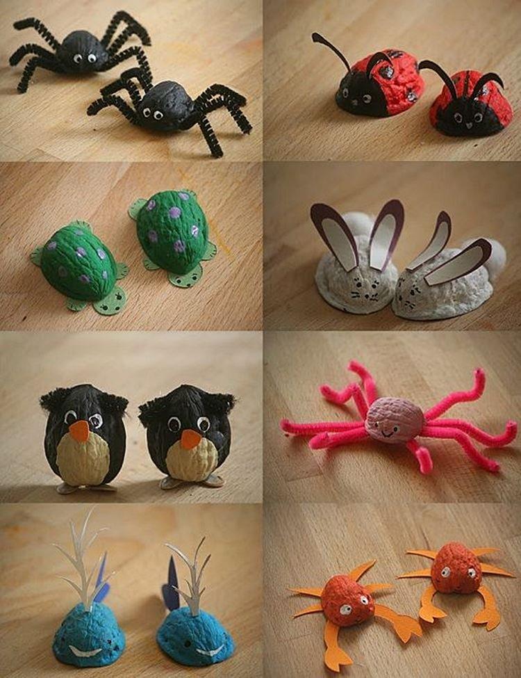 Figurines pour enfants en noyer - Artisanat à partir de matériaux naturels pour la maternelle