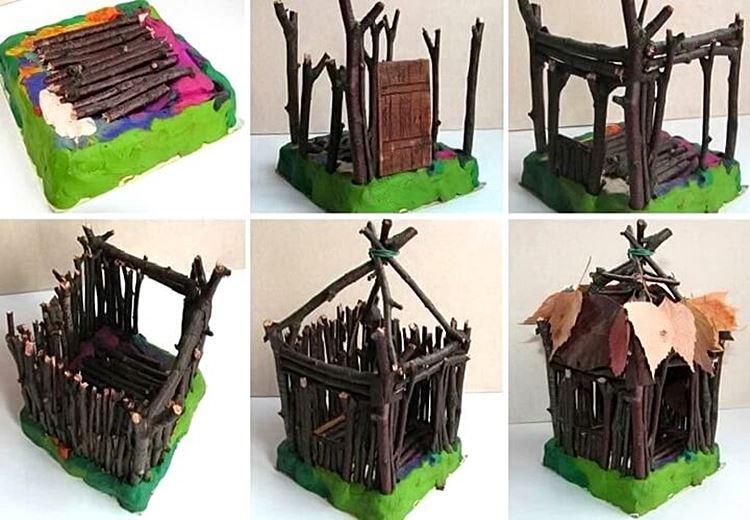 Cabane de branches - Artisanat à partir de matériaux naturels pour l'école primaire