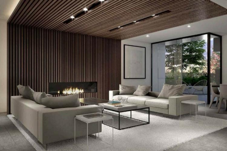 Plafond suspendu dans le salon - photo