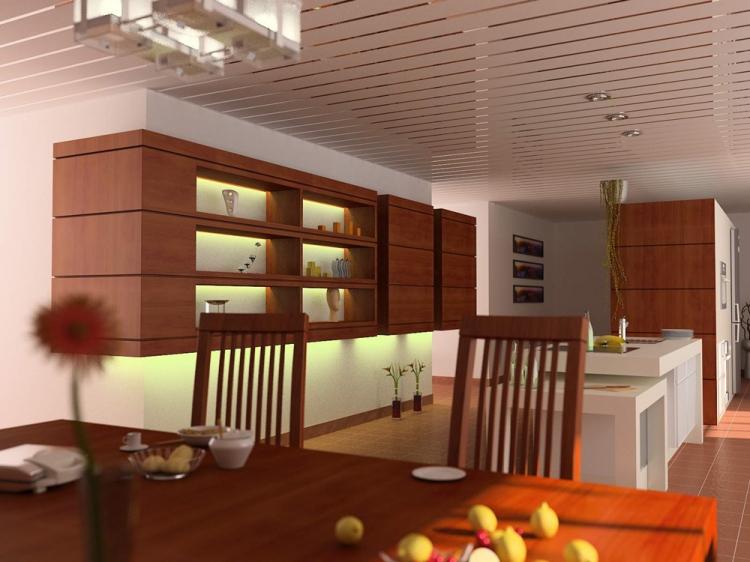 Faux plafond dans la cuisine - photo