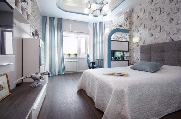 Plafond en plaques de plâtre dans une petite chambre d'enfants