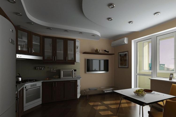 Plafond en plaques de plâtre dans la cuisine - idées de design photo